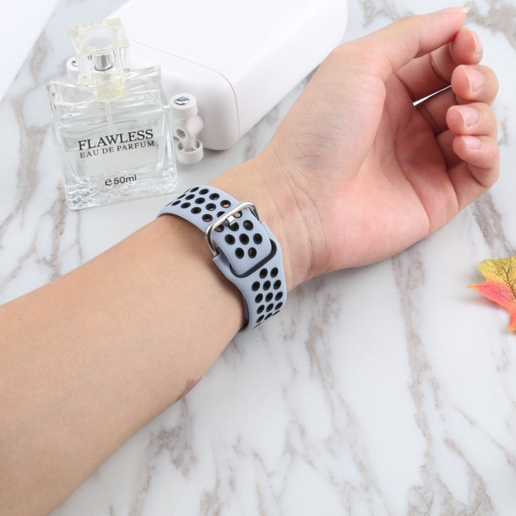 Metal Buckle Silicone Watch Band For Apple Watch Ultra 49mm&Watch Ultra 2 49mm / Series 9&8&7 45mm / SE 3&SE 2&6&SE&5&4 44mm / 3&2&1 42mm(Sky Blue+Black) by bashfashion