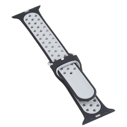 Metal Buckle Silicone Watch Band For Apple Watch Ultra 49mm&Watch Ultra 2 49mm / Series 9&8&7 45mm / SE 3&SE 2&6&SE&5&4 44mm / 3&2&1 42mm(Black+Gray) by bashfashion