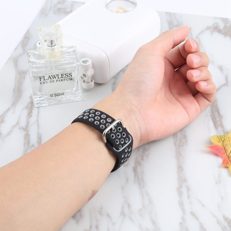 Metal Buckle Silicone Watch Band For Apple Watch Ultra 49mm&Watch Ultra 2 49mm / Series 9&8&7 45mm / SE 3&SE 2&6&SE&5&4 44mm / 3&2&1 42mm(Black+Gray) by bashfashion