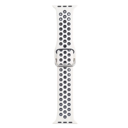 Metal Buckle Silicone Watch Band For Apple Watch Ultra 49mm&Watch Ultra 2 49mm / Series 9&8&7 45mm / SE 3&SE 2&6&SE&5&4 44mm / 3&2&1 42mm(Beige White+Black) by bashfashion
