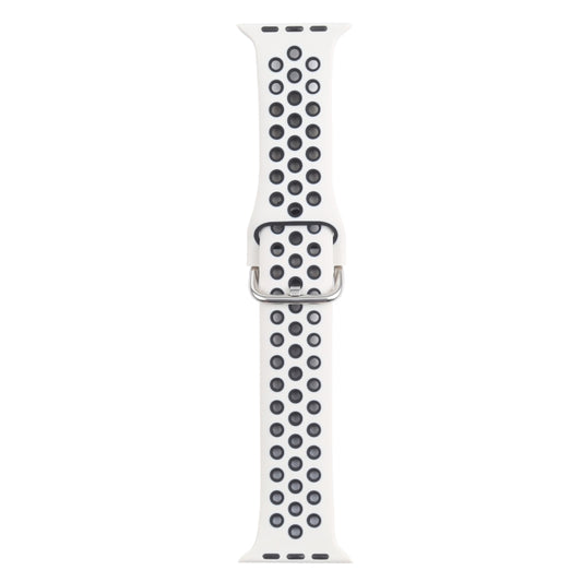Metal Buckle Silicone Watch Band For Apple Watch Ultra 49mm&Watch Ultra 2 49mm / Series 9&8&7 45mm / SE 3&SE 2&6&SE&5&4 44mm / 3&2&1 42mm(Beige White+Black) by bashfashion