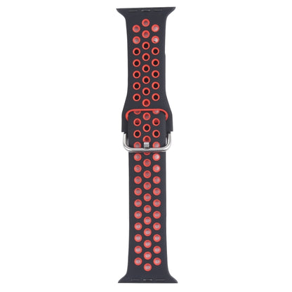 Metal Buckle Silicone Watch Band For Apple Watch Ultra 49mm&Watch Ultra 2 49mm / Series 9&8&7 45mm / SE 3&SE 2&6&SE&5&4 44mm / 3&2&1 42mm(Black+Red) by bashfashion