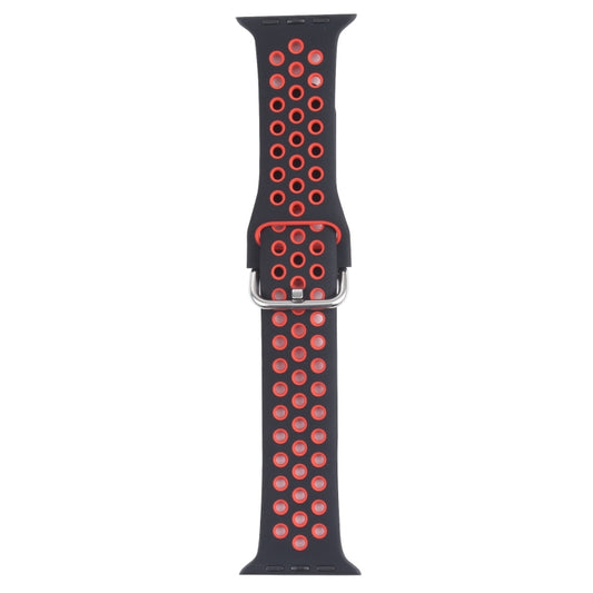 Metal Buckle Silicone Watch Band For Apple Watch Ultra 49mm&Watch Ultra 2 49mm / Series 9&8&7 45mm / SE 3&SE 2&6&SE&5&4 44mm / 3&2&1 42mm(Black+Red) by bashfashion