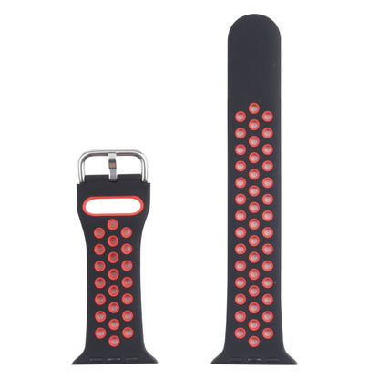 Metal Buckle Silicone Watch Band For Apple Watch Ultra 49mm&Watch Ultra 2 49mm / Series 9&8&7 45mm / SE 3&SE 2&6&SE&5&4 44mm / 3&2&1 42mm(Black+Red) by bashfashion