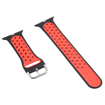 Metal Buckle Silicone Watch Band For Apple Watch Ultra 49mm&Watch Ultra 2 49mm / Series 9&8&7 45mm / SE 3&SE 2&6&SE&5&4 44mm / 3&2&1 42mm(Black+Red) by bashfashion