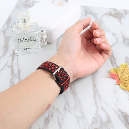 Metal Buckle Silicone Watch Band For Apple Watch Ultra 49mm&Watch Ultra 2 49mm / Series 9&8&7 45mm / SE 3&SE 2&6&SE&5&4 44mm / 3&2&1 42mm(Black+Red) by bashfashion