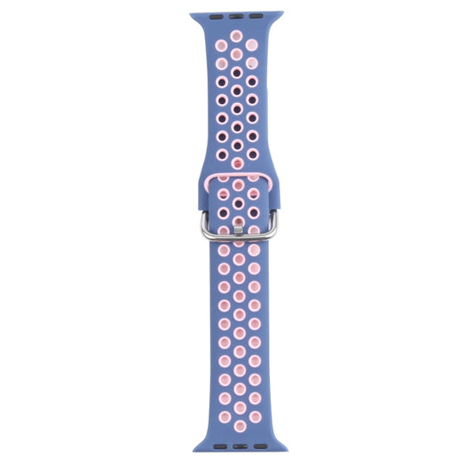 Metal Buckle Silicone Watch Band For Apple Watch Ultra 49mm&Watch Ultra 2 49mm / Series 9&8&7 45mm / SE 3&SE 2&6&SE&5&4 44mm / 3&2&1 42mm(Light Blue+Pink) by bashfashion