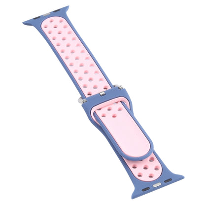 Metal Buckle Silicone Watch Band For Apple Watch Ultra 49mm&Watch Ultra 2 49mm / Series 9&8&7 45mm / SE 3&SE 2&6&SE&5&4 44mm / 3&2&1 42mm(Light Blue+Pink) by bashfashion