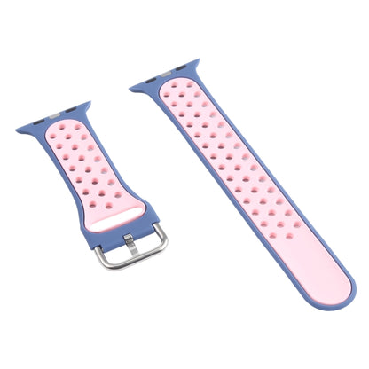 Metal Buckle Silicone Watch Band For Apple Watch Ultra 49mm&Watch Ultra 2 49mm / Series 9&8&7 45mm / SE 3&SE 2&6&SE&5&4 44mm / 3&2&1 42mm(Light Blue+Pink) by bashfashion
