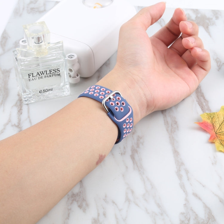 Metal Buckle Silicone Watch Band For Apple Watch Ultra 49mm&Watch Ultra 2 49mm / Series 9&8&7 45mm / SE 3&SE 2&6&SE&5&4 44mm / 3&2&1 42mm(Light Blue+Pink) by bashfashion