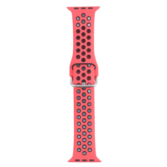 Metal Buckle Silicone Watch Band For Apple Watch Ultra 49mm&Watch Ultra 2 49mm / Series 9&8&7 45mm / SE 3&SE 2&6&SE&5&4 44mm / 3&2&1 42mm(Red+Black) by bashfashion