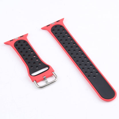 Metal Buckle Silicone Watch Band For Apple Watch Ultra 49mm&Watch Ultra 2 49mm / Series 9&8&7 45mm / SE 3&SE 2&6&SE&5&4 44mm / 3&2&1 42mm(Red+Black) by bashfashion