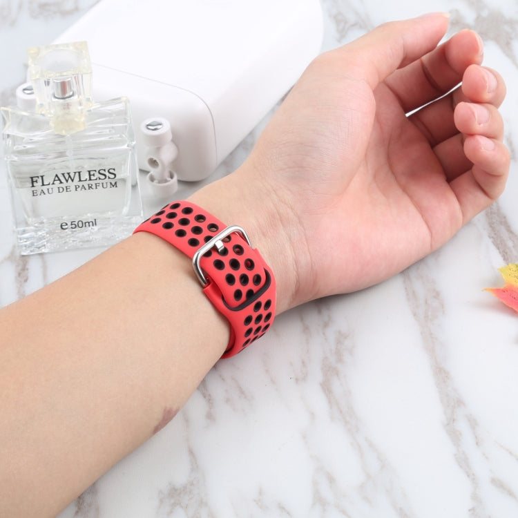 Metal Buckle Silicone Watch Band For Apple Watch Ultra 49mm&Watch Ultra 2 49mm / Series 9&8&7 45mm / SE 3&SE 2&6&SE&5&4 44mm / 3&2&1 42mm(Red+Black) by bashfashion