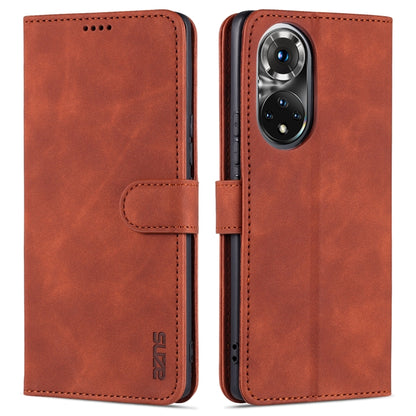 For Honor 50 Pro AZNS Skin Feel Calf Texture Horizontal Flip Leather Case with Card Slots & Holder & Wallet(Brown) by AZNS