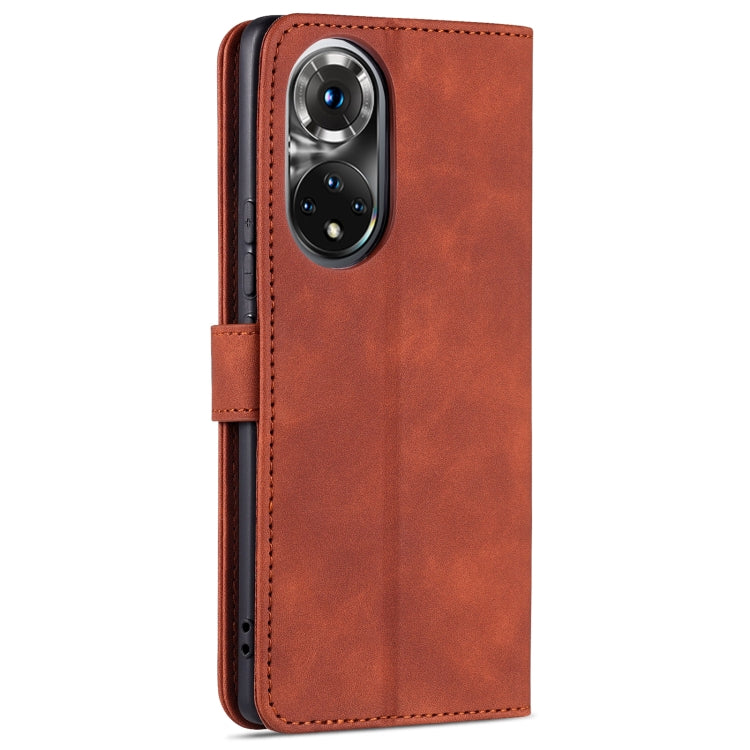 For Honor 50 Pro AZNS Skin Feel Calf Texture Horizontal Flip Leather Case with Card Slots & Holder & Wallet(Brown) by AZNS