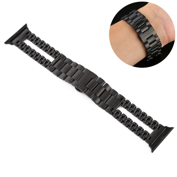 For Apple Watch Series 7 41mm / 6 & SE & 5 & 4 40mm / 3 & 2 & 1 38mm Stainless Steel Watch Band(Black) by bashfashion