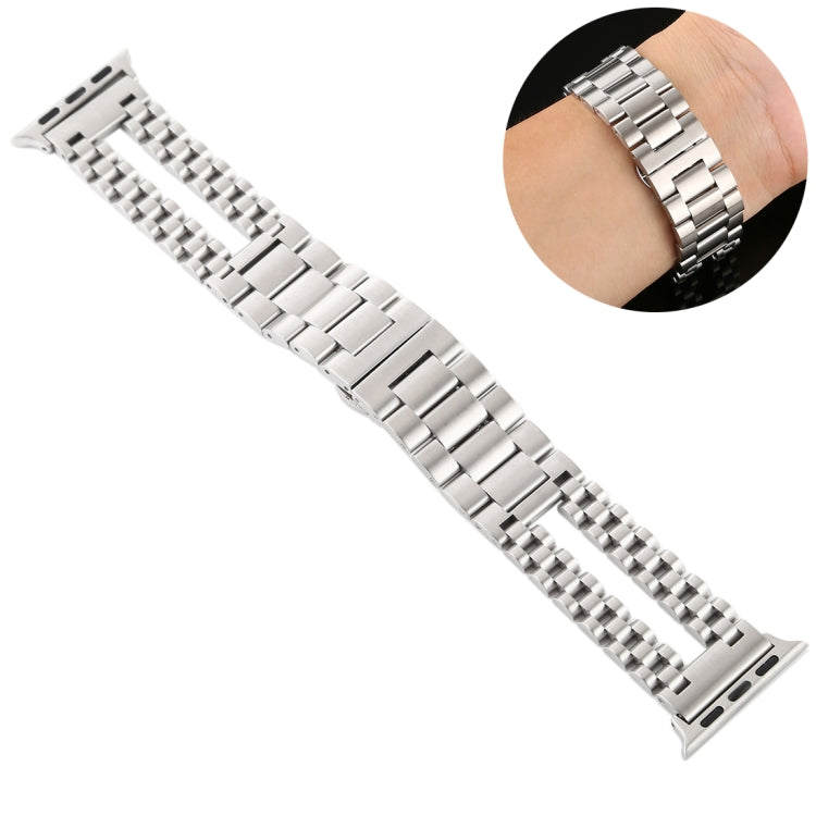 For Apple Watch Series 7 41mm / 6 & SE & 5 & 4 40mm / 3 & 2 & 1 38mm Stainless Steel Watch Band(Silver) by bashfashion