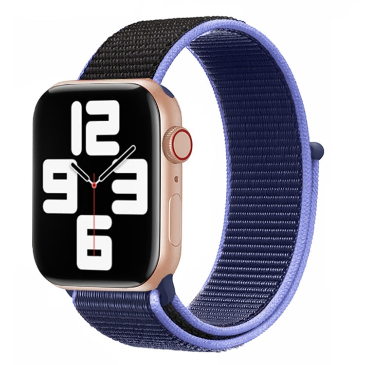 For Apple Watch Ultra 49mm&Watch Ultra 2 49mm / Series 9&8&7 45mm / SE 3&SE 2&6&SE&5&4 44mm / 3&2&1 42mm Color Matching Nylon Watch Band(Black + Blue) by bashfashion