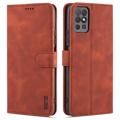 For Honor Play 5T Youth AZNS Skin Feel Calf Texture Horizontal Flip Leather Case with Card Slots & Holder & Wallet(Brown) by AZNS