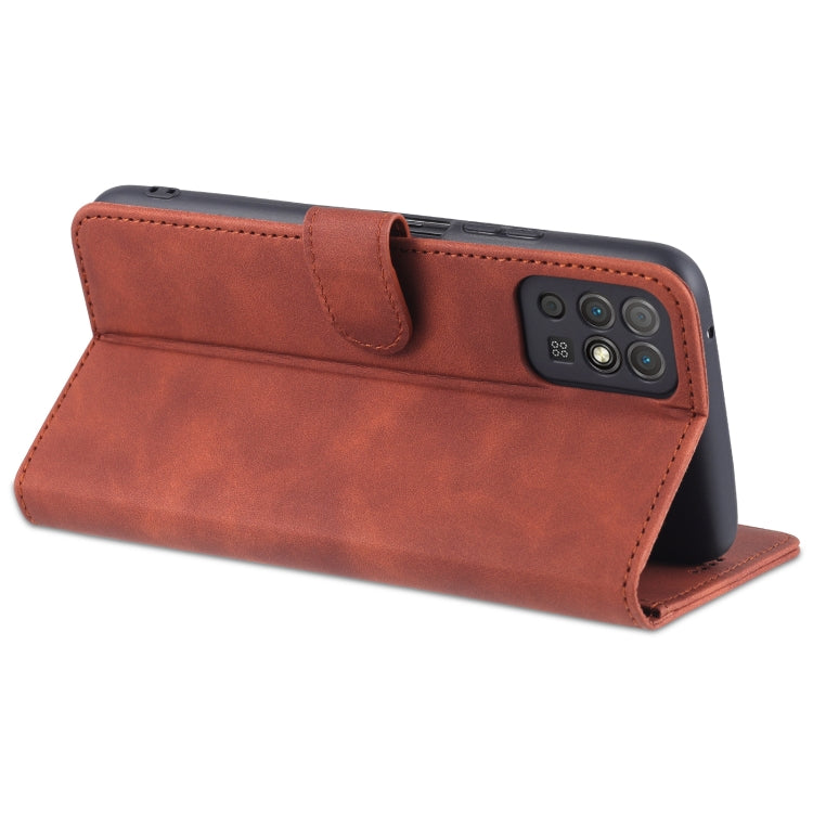 For Honor Play 5T Youth AZNS Skin Feel Calf Texture Horizontal Flip Leather Case with Card Slots & Holder & Wallet(Brown) by AZNS