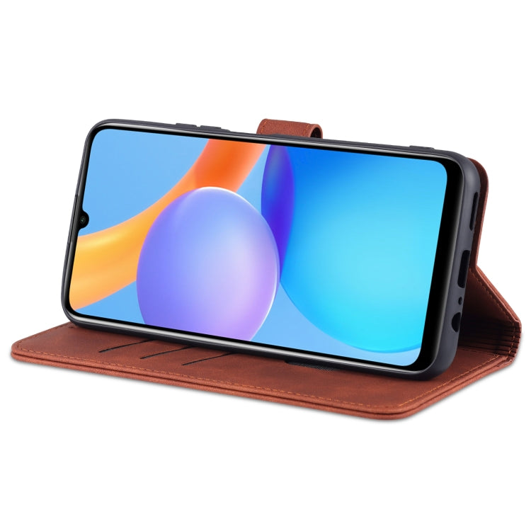 For Honor Play 5T Youth AZNS Skin Feel Calf Texture Horizontal Flip Leather Case with Card Slots & Holder & Wallet(Brown) by AZNS