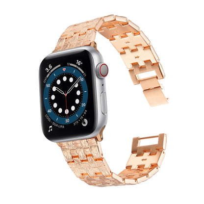 Woven Texture Stainless Steel Watch Band For Apple Watch Series 9&8&7 41mm / SE 3&SE 2&6&SE&5&4 40mm / 3&2&1 38mm(Rose Gold) by bashfashion