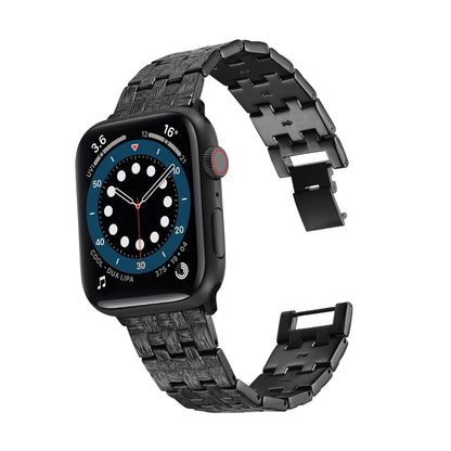 Woven Texture Stainless Steel Watch Band For Apple Watch Ultra 49mm&Watch Ultra 2 49mm / Series 9&8&7 45mm / SE 3&SE 2&6&SE&5&4 44mm / 3&2&1 42mm(Black) by bashfashion