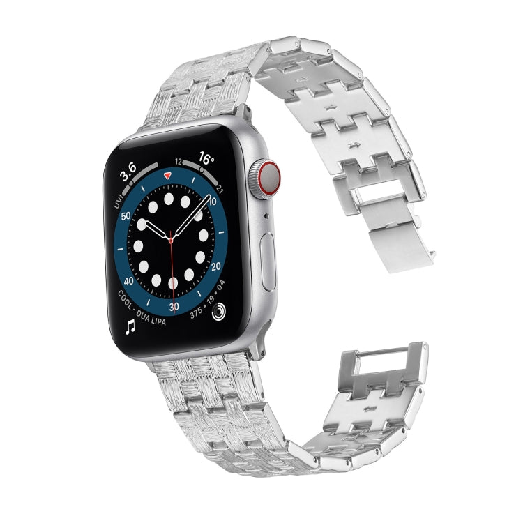 Woven Texture Stainless Steel Watch Band For Apple Watch Ultra 49mm&Watch Ultra 2 49mm / Series 9&8&7 45mm / SE 3&SE 2&6&SE&5&4 44mm / 3&2&1 42mm(Silver) by bashfashion