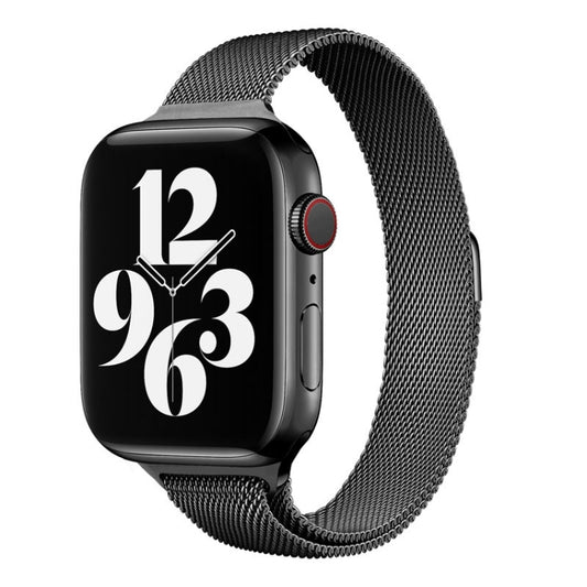 Milan Loopback Small Waist Watch Band For Apple Watch Ultra 49mm&Watch Ultra 2 49mm / Series 9&8&7 45mm / SE 3&SE 2&6&SE&5&4 44mm / 3&2&1 42mm(Black) by bashfashion