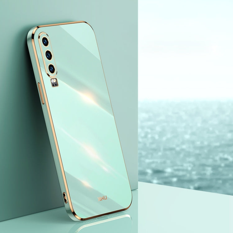 For Huawei P30 XINLI Straight Edge 6D Electroplate TPU Phone Case(Mint Green) by XINLI