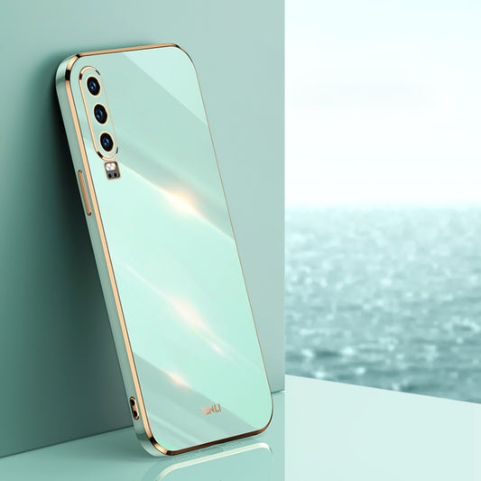 For Huawei P30 XINLI Straight Edge 6D Electroplate TPU Phone Case(Mint Green) by XINLI