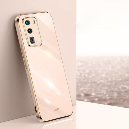 For Huawei P40 XINLI Straight Edge 6D Electroplate TPU Phone Case(Pink) by XINLI