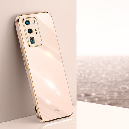 For Huawei P40 Pro XINLI Straight Edge 6D Electroplate TPU Phone Case(Pink) by XINLI