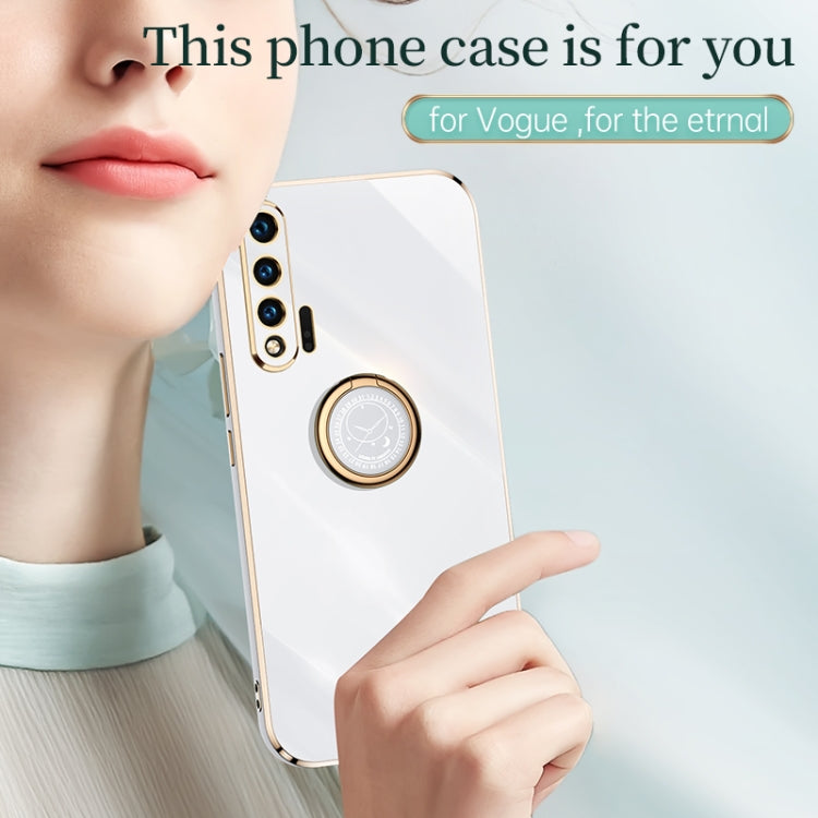 For Huawei nova 6 5G XINLI Straight Edge 6D Electroplate TPU Phone Case with Ring Holder(White) by XINLI