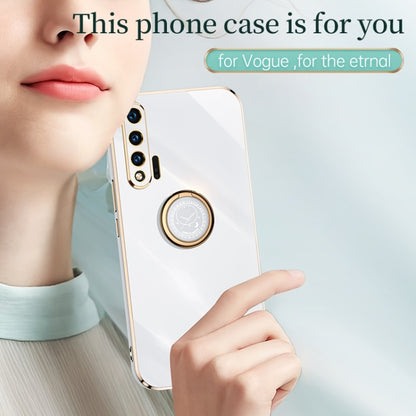 For Huawei nova 6 5G XINLI Straight Edge 6D Electroplate TPU Phone Case with Ring Holder(White) by XINLI