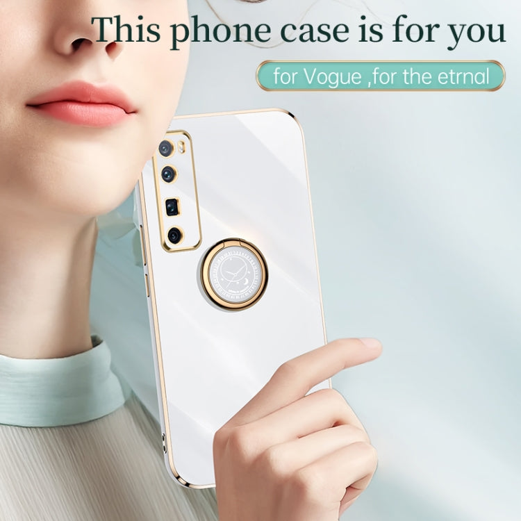 For Huawei nova 7 5G XINLI Straight Edge 6D Electroplate TPU Phone Case with Ring Holder(White) by XINLI