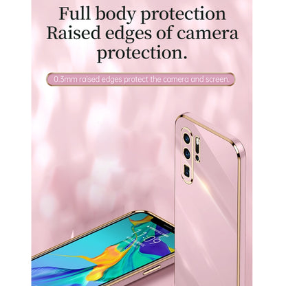 For Huawei P30 XINLI Straight Edge 6D Electroplate TPU Phone Case with Ring Holder(Mint Green) by XINLI