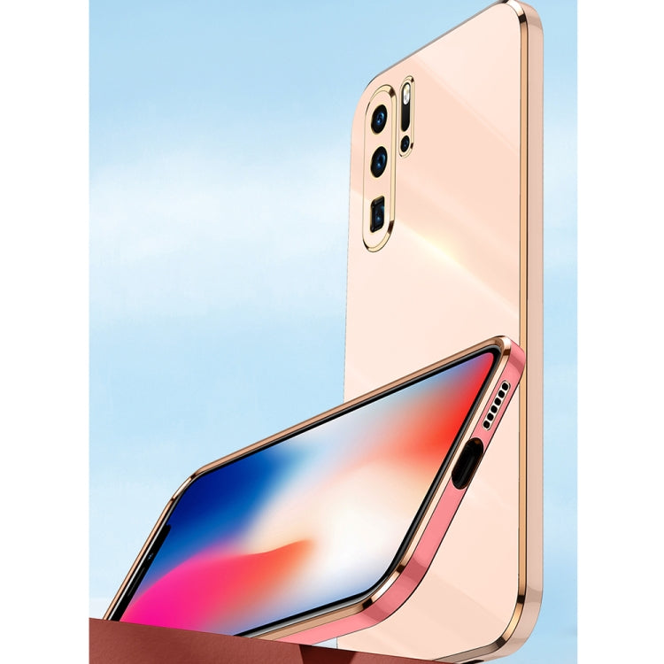 For Huawei P30 XINLI Straight Edge 6D Electroplate TPU Phone Case with Ring Holder(Mint Green) by XINLI