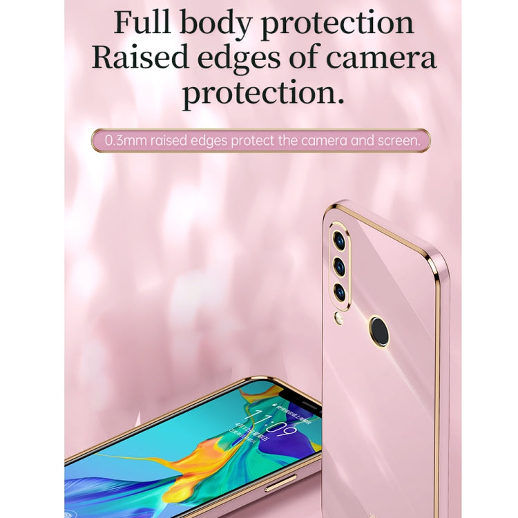 For Huawei P30 Lite XINLI Straight Edge 6D Electroplate TPU Phone Case with Ring Holder(Pink) by XINLI