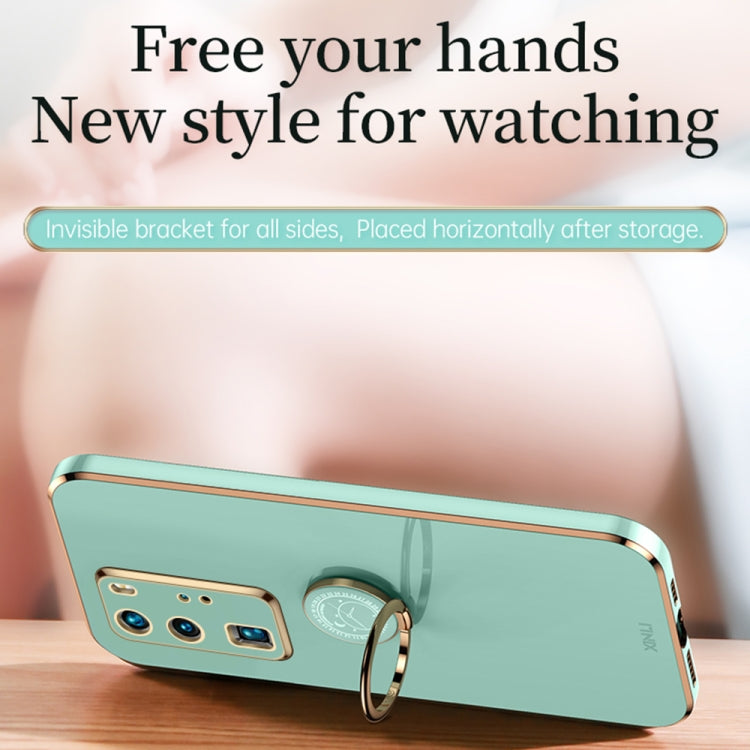 For Huawei P40 XINLI Straight Edge 6D Electroplate TPU Phone Case with Ring Holder(Mint Green) by XINLI