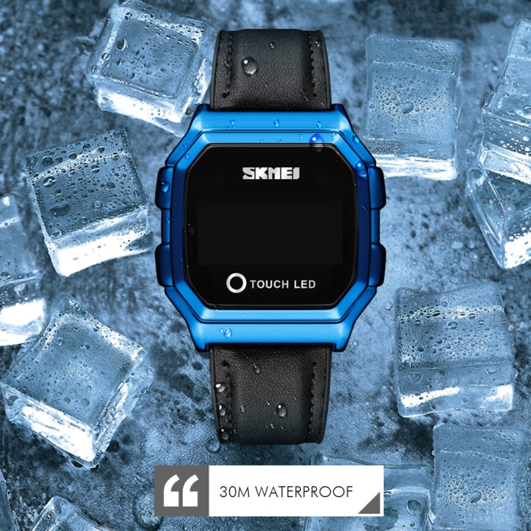 SKMEI 1650 Leather Strap Version LED Digital Display Electronic Watch with Touch Luminous Button(Silver) by SKMEI