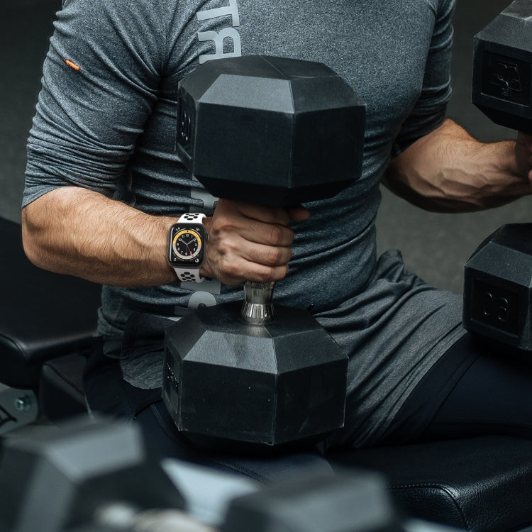 Two-color 8-buckle Silicone Watch Band For Apple Watch Series 9&8&7 41mm / SE 3&SE 2&6&SE&5&4 40mm / 3&2&1 38mm(White Black) by bashfashion