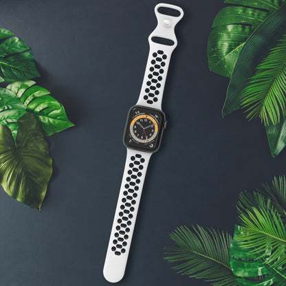 Two-color 8-buckle Silicone Watch Band For Apple Watch Series 9&8&7 41mm / SE 3&SE 2&6&SE&5&4 40mm / 3&2&1 38mm(White Black) by bashfashion