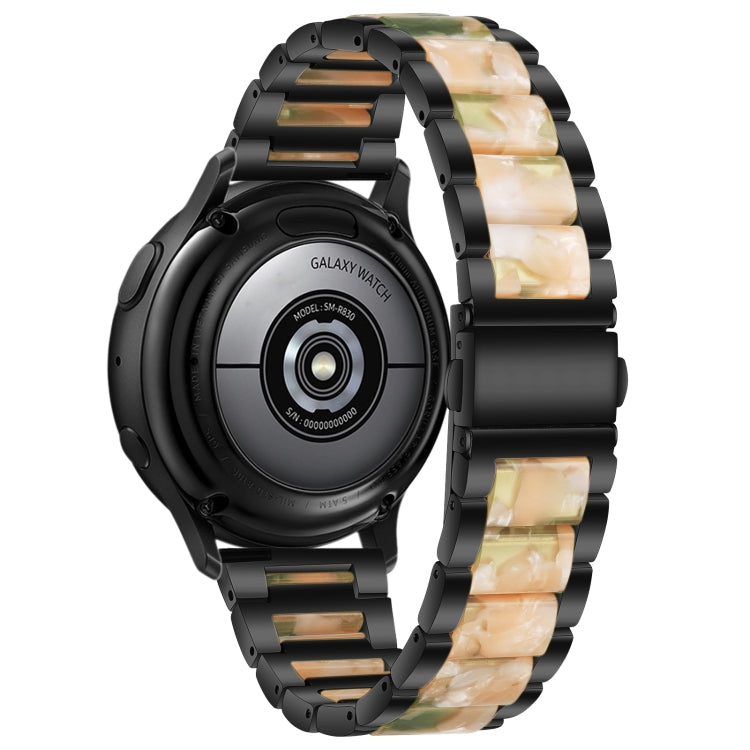 For Samsung Smart Watch 22mm Three-beads Steel + Resin Watch Band(Black Pink Green) by bashfashion