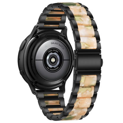 For Samsung Smart Watch 22mm Three-beads Steel + Resin Watch Band(Black Pink Green) by bashfashion