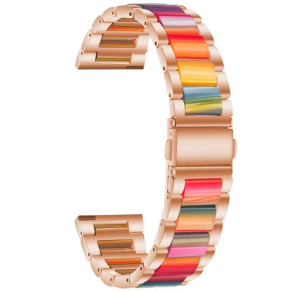 For Samsung Smart Watch 22mm Three-beads Steel + Resin Watch Band(Rose Gold Rainbow) by bashfashion