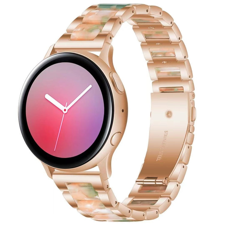 For Samsung Smart Watch 22mm Three-beads Steel + Resin Watch Band(Rose Gold Pink Green) by bashfashion