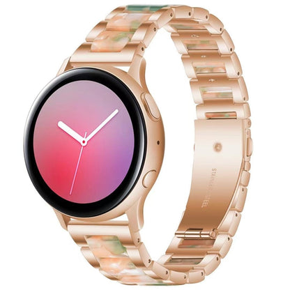 For Samsung Smart Watch 22mm Three-beads Steel + Resin Watch Band(Rose Gold Pink Green) by bashfashion