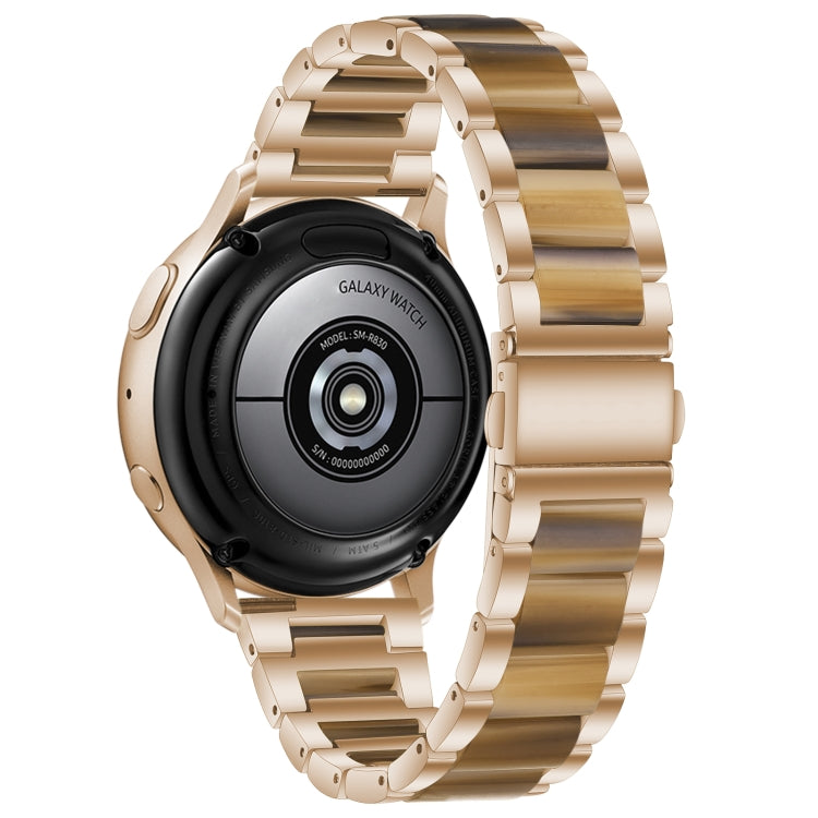For Samsung Smart Watch 22mm Three-beads Steel + Resin Watch Band(Rose Gold Gold) by bashfashion