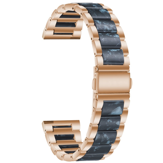 For Samsung Smart Watch 22mm Three-beads Steel + Resin Watch Band(Rose Gold Blue) by bashfashion